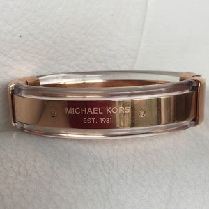 MICHAEL KORS NEW Hinge Rose Gold Clear MK Bracelet